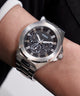 GW0798G1 GUESS Mens Silver Tone Multi-function Watch watch on arm