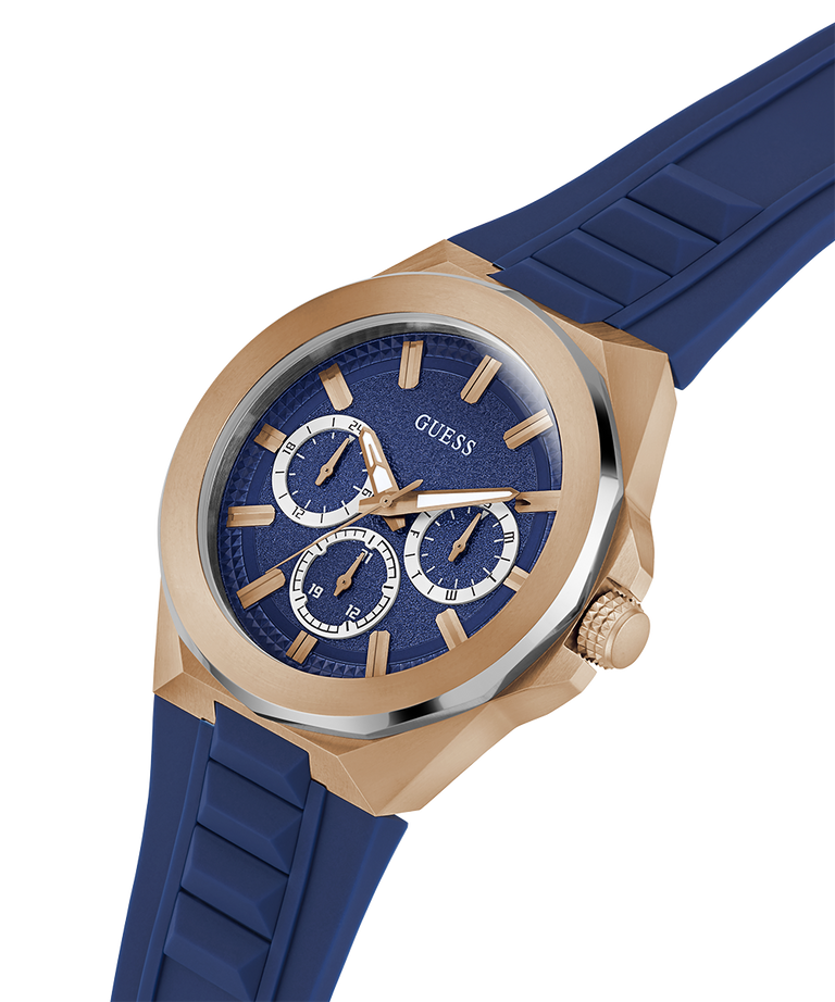 GW0799G2 GUESS Mens Blue 2-Tone Multi-function Watch lifestyle angle