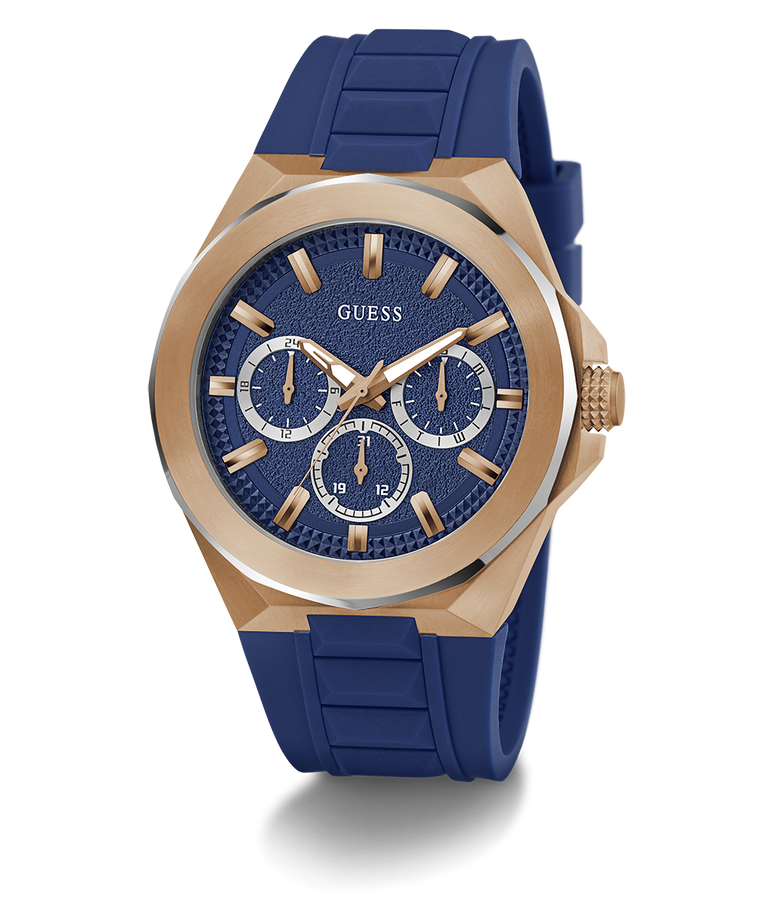 GW0799G2 GUESS Mens Blue 2-Tone Multi-function Watch angle