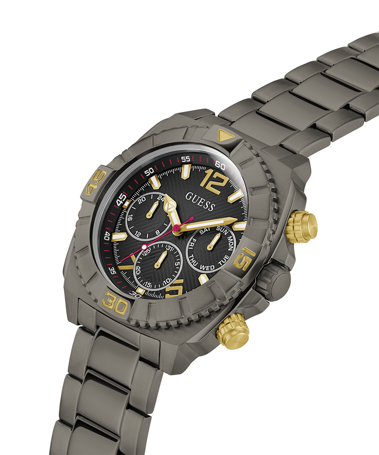 GW0800G2 GUESS Mens Gunmetal Multi-function Watch lifestyle angle