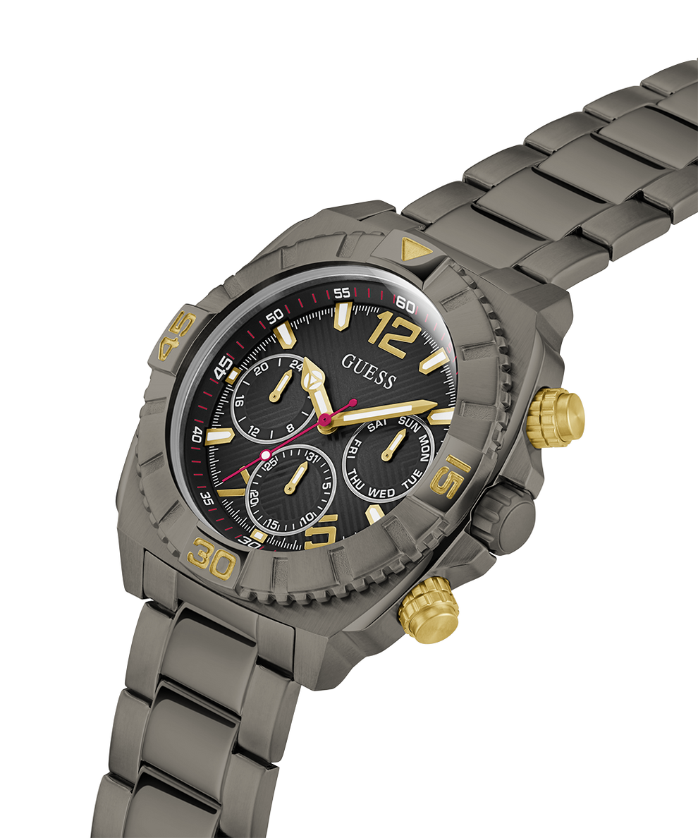 GW0800G2 GUESS Mens Gunmetal Multi-function Watch lifestyle angle