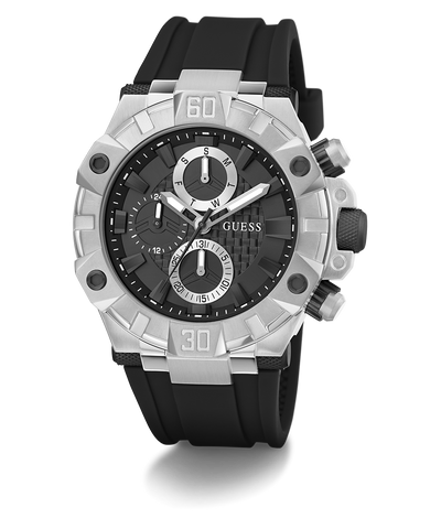 GW0802G1 GUESS Mens Black Silver Tone Multi-function Watch angle