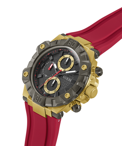 GW0802G2 GUESS Mens Red 2-Tone Multi-function Watch lifestyle angle