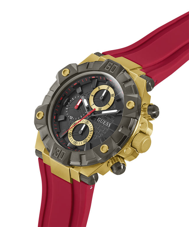 GW0802G2 GUESS Mens Red 2-Tone Multi-function Watch lifestyle angle