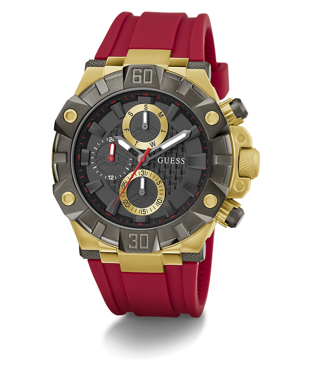 GW0802G2 GUESS Mens Red 2-Tone Multi-function Watch angle