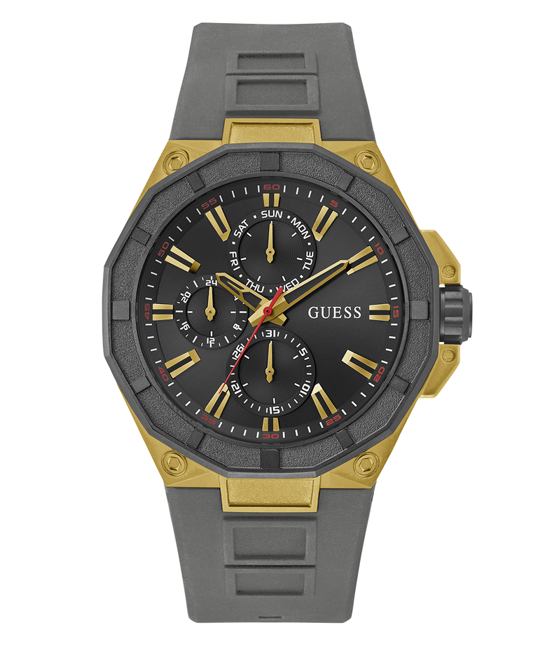 GW0803G1 GUESS Mens Gray Gold Tone Multi-function Watch