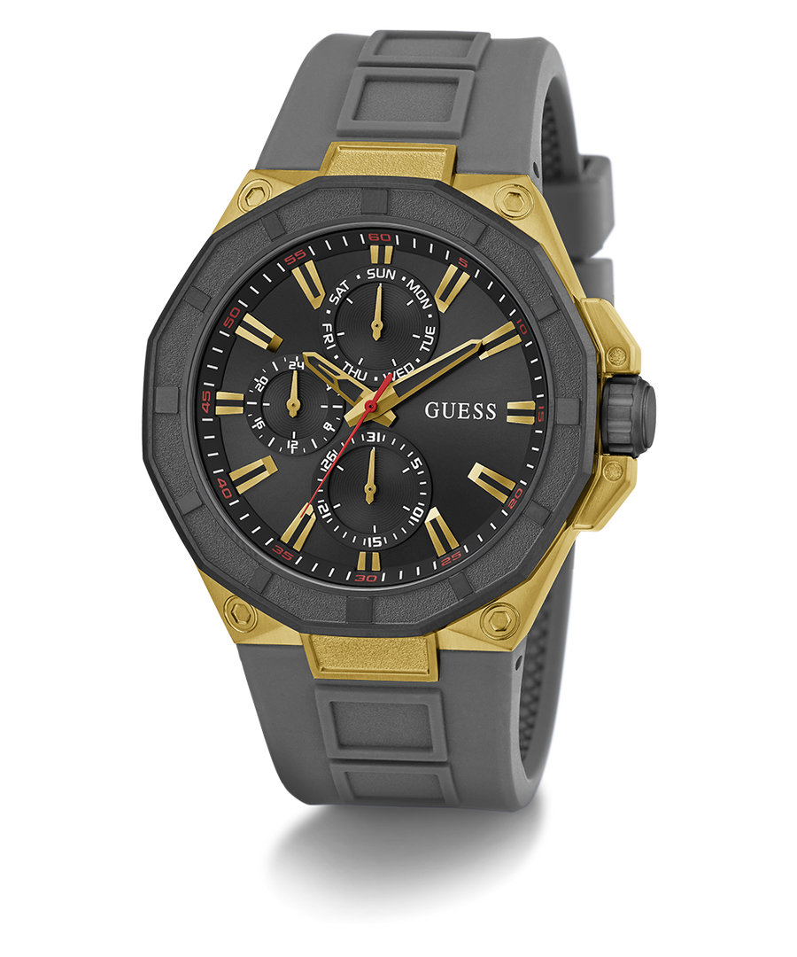 GW0803G1 GUESS Mens Gray Gold Tone Multi-function Watch angle