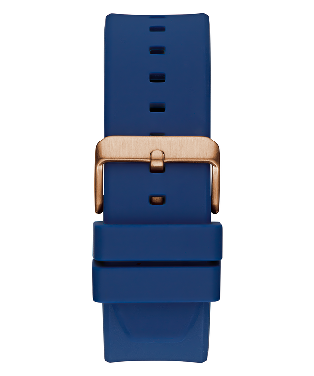 GW0803G2 GUESS Mens Blue Rose Gold Tone Multi-function Watch back view