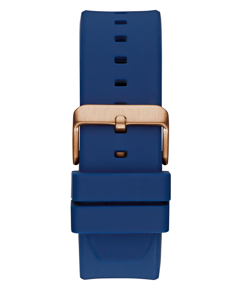 GW0803G2 GUESS Mens Blue Rose Gold Tone Multi-function Watch back view