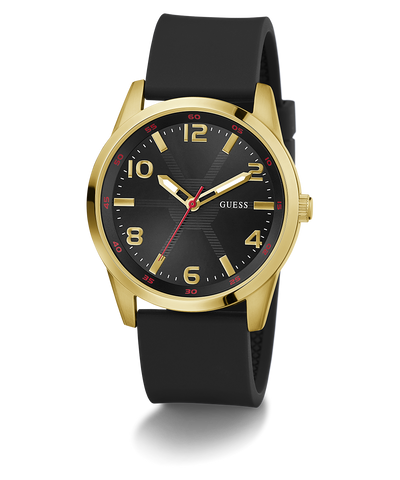 GW0805G2 GUESS Mens Black Gold Tone Analog Watch angle