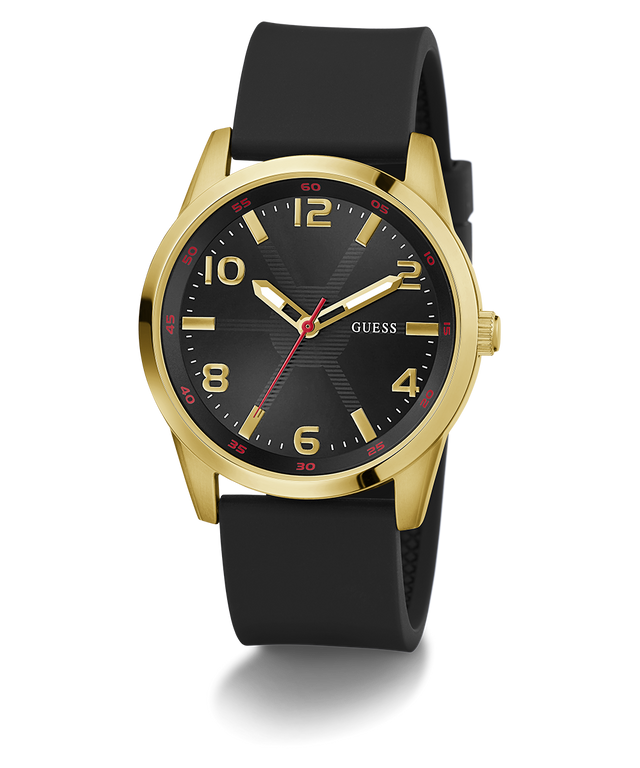 GW0805G2 GUESS Mens Black Gold Tone Analog Watch angle