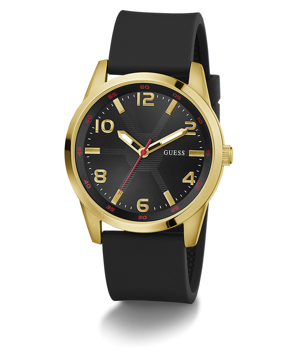 GW0805G2 GUESS Mens Black Gold Tone Analog Watch angle