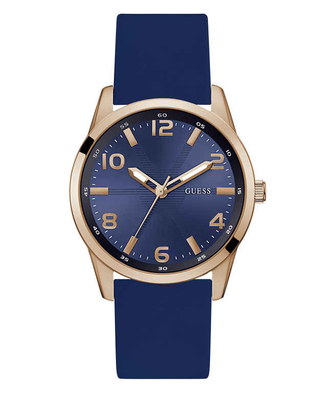 GW0805G3 GUESS Mens Blue Rose Gold Tone Analog Watch