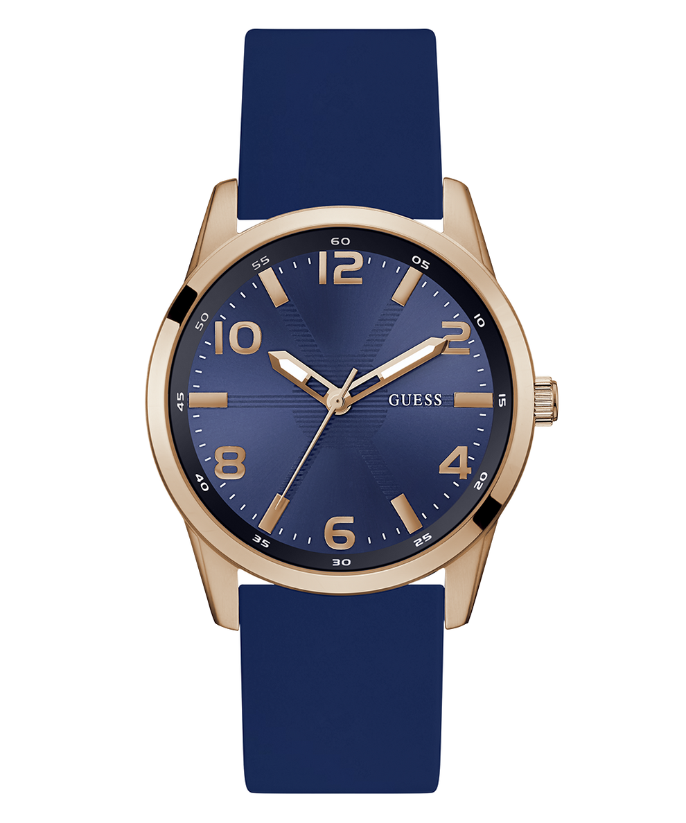 GW0805G3 GUESS Mens Blue Rose Gold Tone Analog Watch