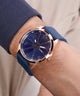 GW0805G3 GUESS Mens Blue Rose Gold Tone Analog Watch watch on model