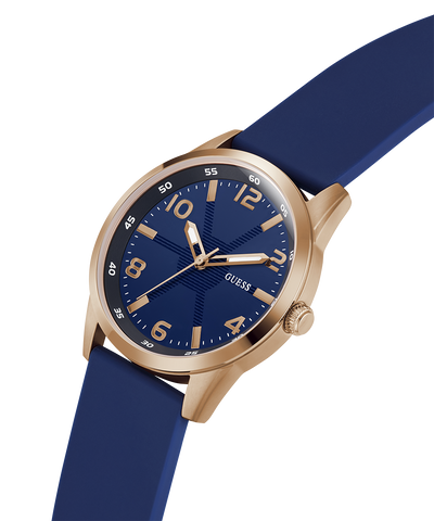 GW0805G3 GUESS Mens Blue Rose Gold Tone Analog Watch lifestyle angle