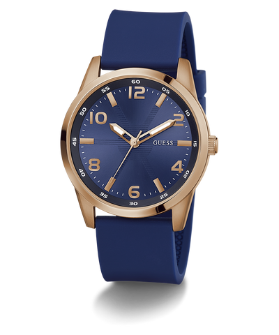 GW0805G3 GUESS Mens Blue Rose Gold Tone Analog Watch angle