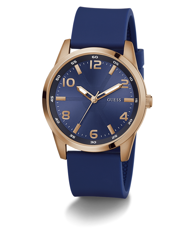 GW0805G3 GUESS Mens Blue Rose Gold Tone Analog Watch angle