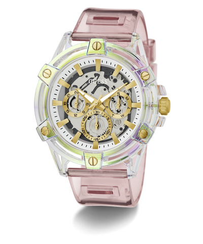 GW0806G4 GUESS Mens Pink Clear Multi-function Watch angle