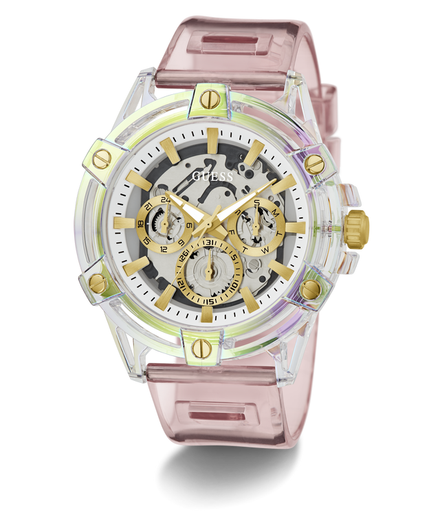 GW0806G4 GUESS Mens Pink Clear Multi-function Watch angle