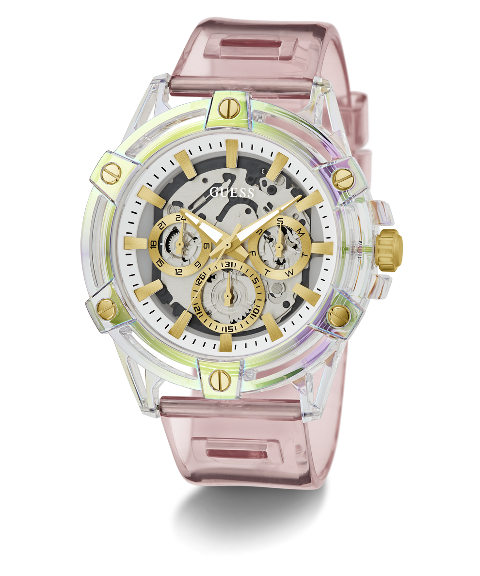 GW0806G4 GUESS Mens Pink Clear Multi-function Watch angle