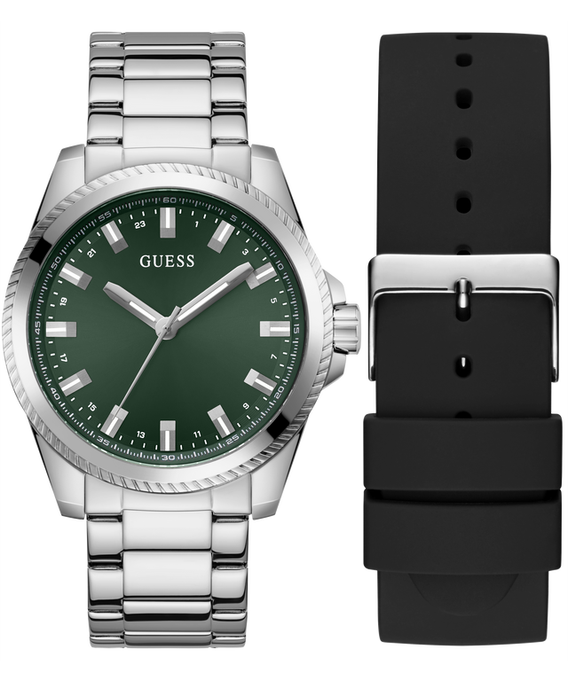 GUESS Mens Silver Tone Analog Watch Box Set GW0810G2 GUESS