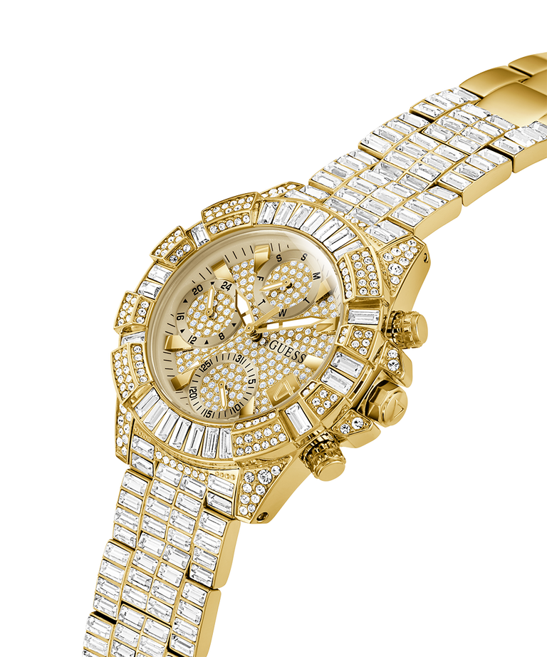 GW0812L2 40th Anniversary Limited Edition GUESS Ladies Gold Tone Multi-function Watch lifestyle angle