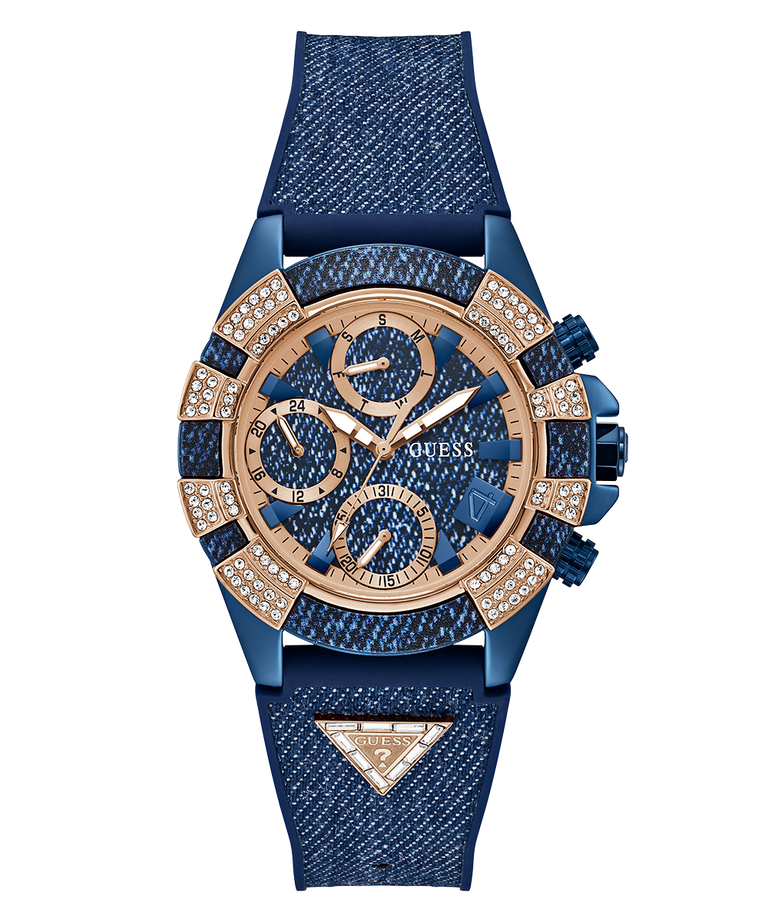 40th Anniversary Special Edition GUESS Ladies Blue Rose Gold Tone Multi-function Watch