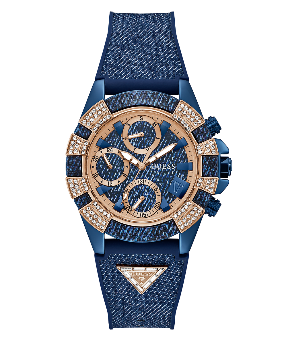 40th Anniversary Special Edition GUESS Ladies Blue Rose Gold Tone Multi-function Watch