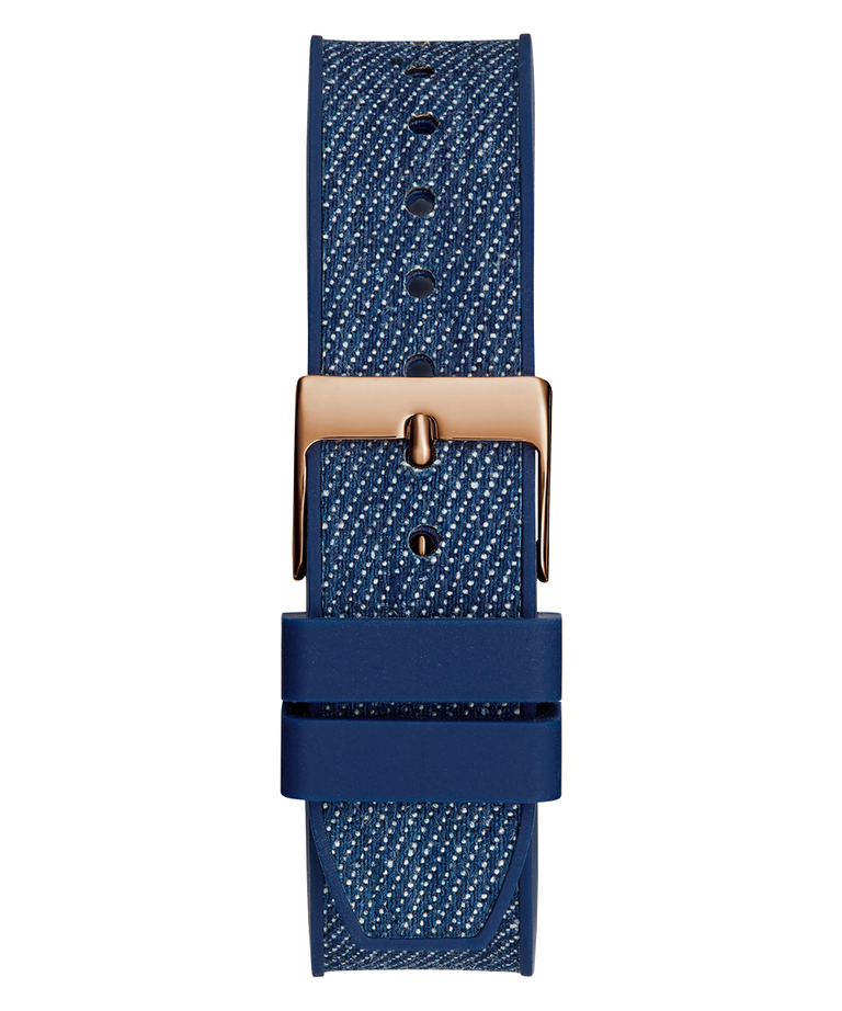 40th Anniversary Special Edition GUESS Ladies Blue Rose Gold Tone Multi-function Watch back view