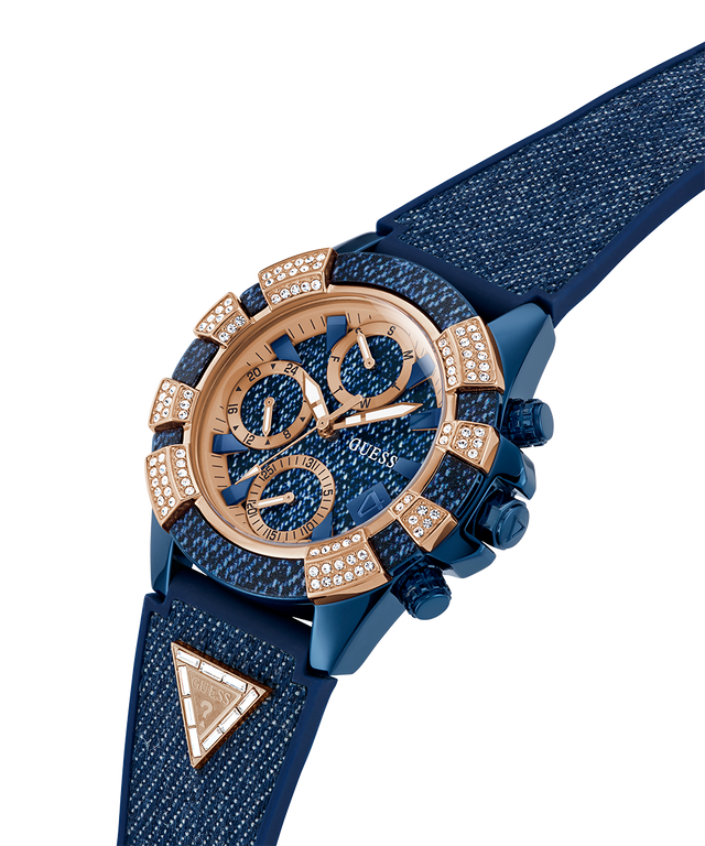 40th Anniversary Special Edition GUESS Ladies Blue Rose Gold Tone Multi-function Watch lifestyle angle