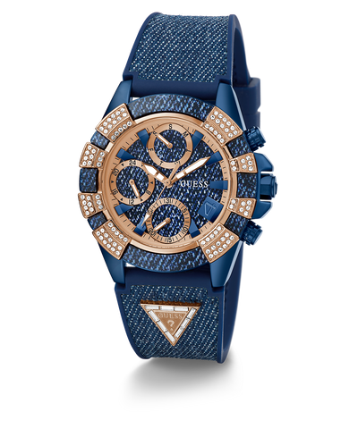 40th Anniversary Special Edition GUESS Ladies Blue Rose Gold Tone Multi-function Watch angle