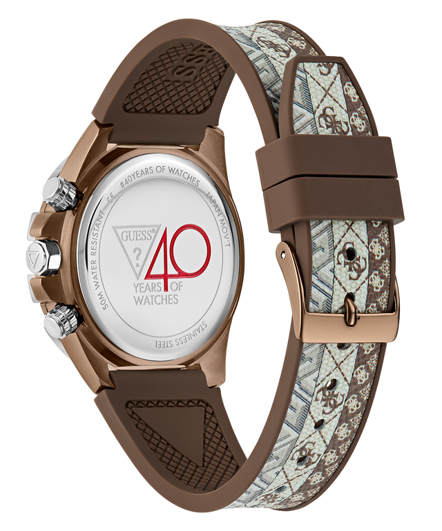 40th Anniversary Special Edition GUESS Ladies Brown Coffee Multi-function Watch caseback