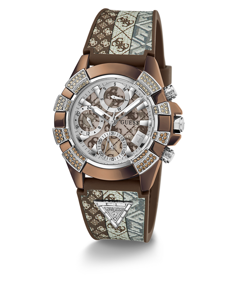 40th Anniversary Special Edition GUESS Ladies Brown Coffee Multi-function Watch angle