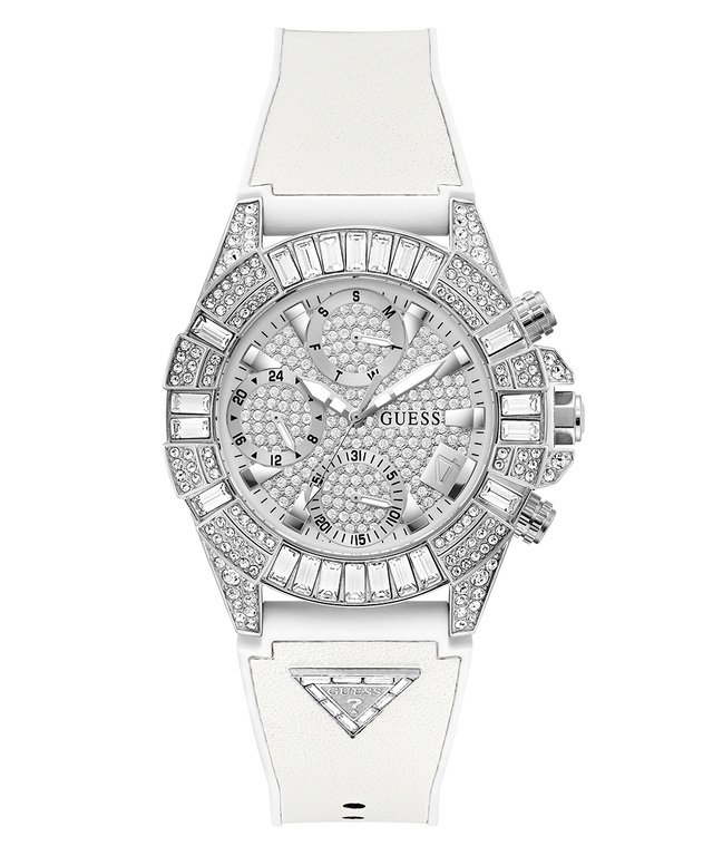 40th Anniversary Special Edition GUESS Ladies White Silver Tone Multi-function Watch