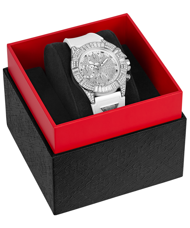 40th Anniversary Special Edition GUESS Ladies White Silver Tone Multi-function Watch watch in box