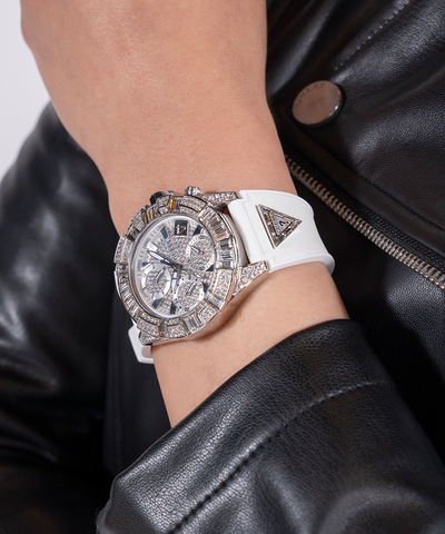 40th Anniversary Special Edition GUESS Ladies White Silver Tone Multi-function Watch lifestyle