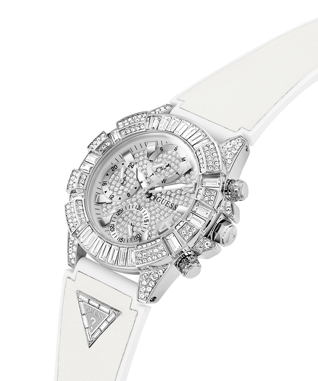 40th Anniversary Special Edition GUESS Ladies White Silver Tone Multi-function Watch lifestyle angle