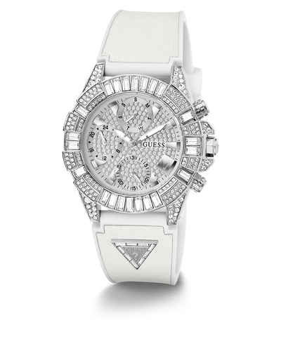 40th Anniversary Special Edition GUESS Ladies White Silver Tone Multi-function Watch angle