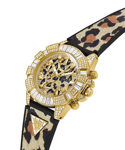 40th Anniversary Special Edition GUESS Ladies Leopard Gold Tone Multi-function Watch lifestyle angle