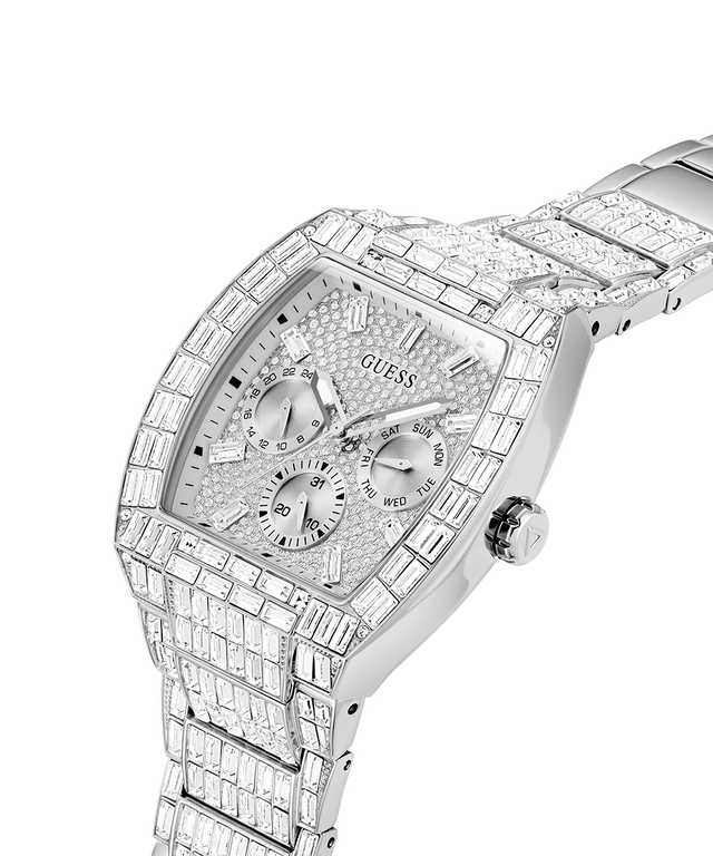 GW0816G1 40th Anniversary Limited Edition GUESS Mens Silver Tone Multi-function Watch lifestyle angle