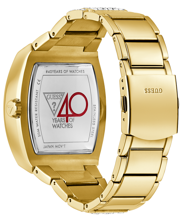 GW0816G2 40th Anniversary Limited Edition GUESS Mens Gold Tone Multi-function Watch caseback