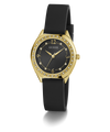 GW0820L1 GUESS Ladies Black Gold Tone Analog Watch angle