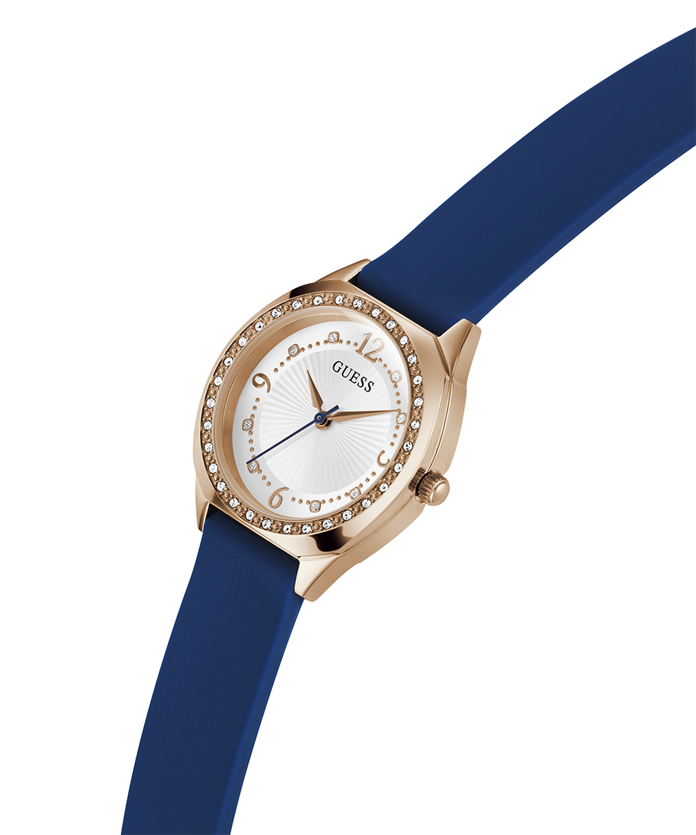 GW0820L2 GUESS Ladies Blue Rose Gold Tone Analog Watch lifestyle angle