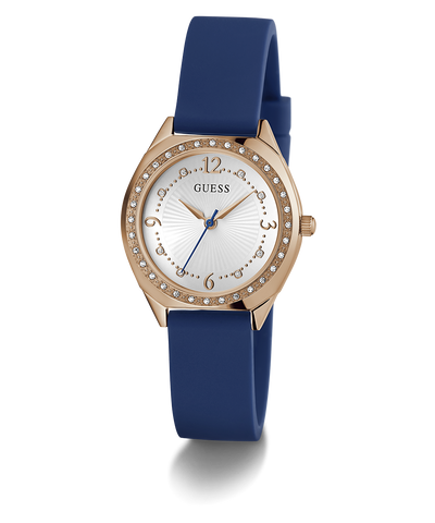 GW0820L2 GUESS Ladies Blue Rose Gold Tone Analog Watch angle