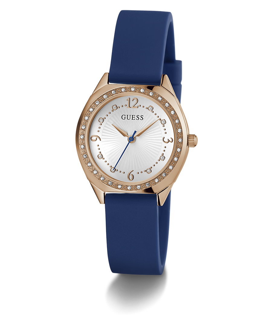 GW0820L2 GUESS Ladies Blue Rose Gold Tone Analog Watch angle