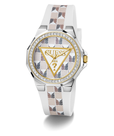 GW0834L1 GUESS Ladies White 2-Tone Analog Watch angle