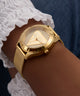 GW0835L2 GUESS Ladies Gold Tone Analog Watch watch on arm