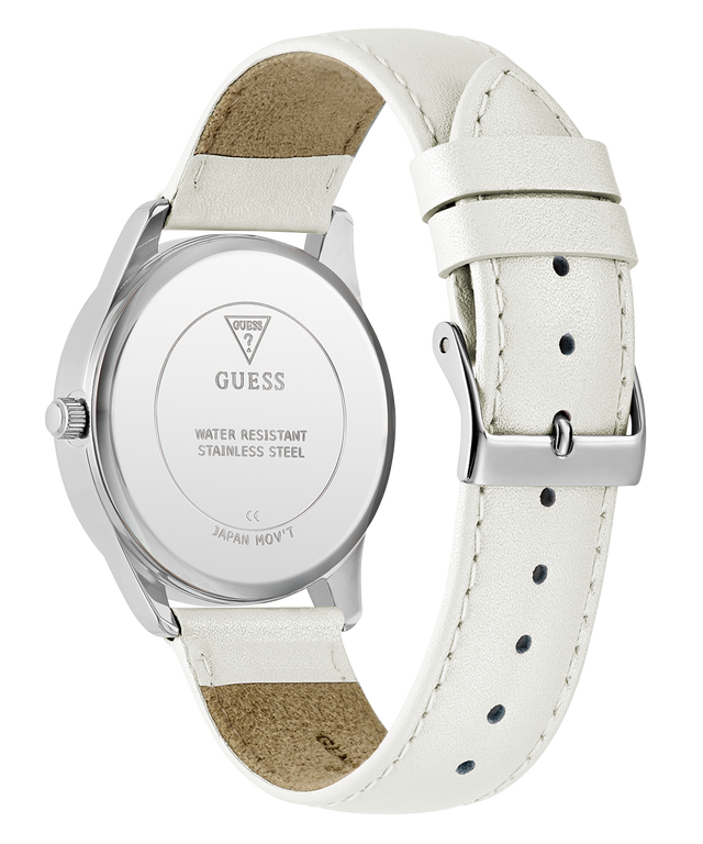 GW0837L1 GUESS Ladies White Silver Tone Analog Watch caseback