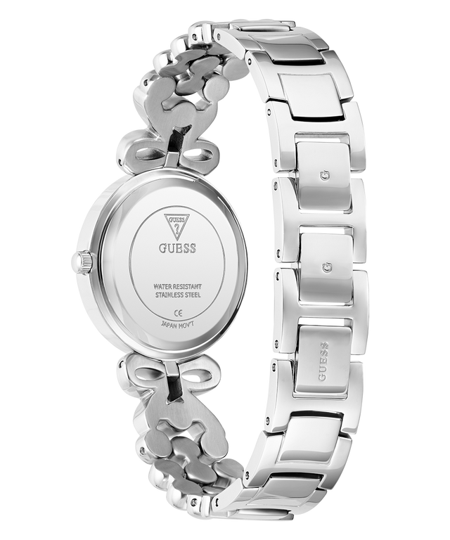 GW0838L1 GUESS Ladies Silver Tone Analog Watch side and caseback